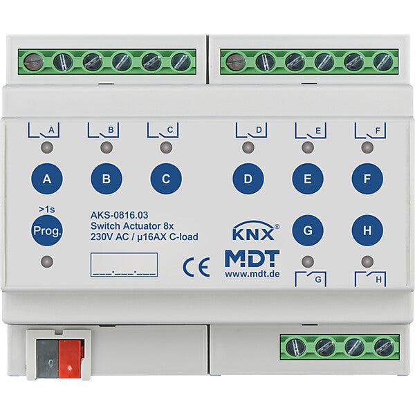 MDT technologies Schaltaktor 8-fach 6TE REG, 16A, 230VAC AKS-0816.03